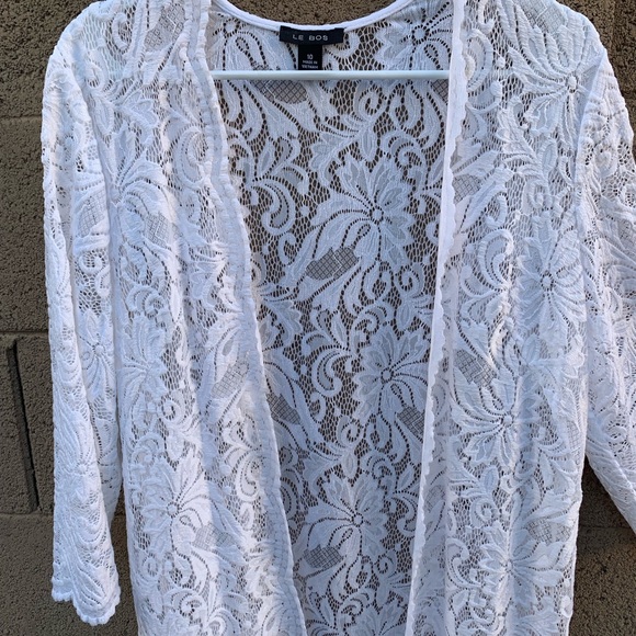 Elegant White Lace Cardigan, Coat,  Coverup Expertly and Beautifully Made Size - Picture 4 of 10